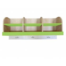 Závěsná šatní skříňka pro 2 děti - 69x45x25 cm - javor/sv zelená