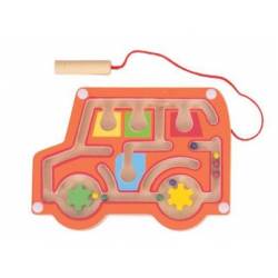 Bigjigs Toys Dřevěný magnetický labyrint - autíčko