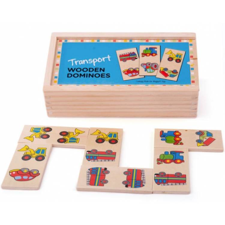 Bigjigs Toys Dřevěné domino dopravní prostředky