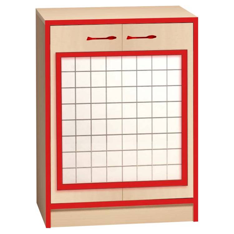 Didaktická skříňka - 90x121x45 cm - javor/červené hrany