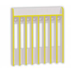 Závěsná koupelnová police s kelímky pro 8 dětí - 95x95x14 cm - bílá/žluté hrany